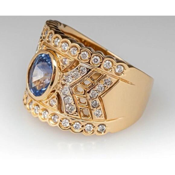 Vintage Natural sapphire diamond ring 14k - Picture 5 of 9